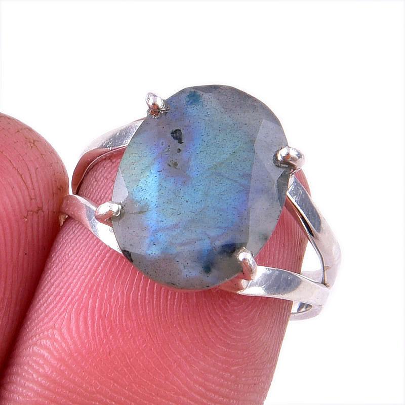 

Natural Labradorite Gemstone 925 Solid Sterling Silver Jewelry Ring Size 7 L3q55