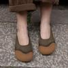 Johnature Mocasini Versatili din Piele Naturală Retro Culoare Solidă cu Talpă Moale Piele Moale de Vacă Pantofi de Damă Slip-on