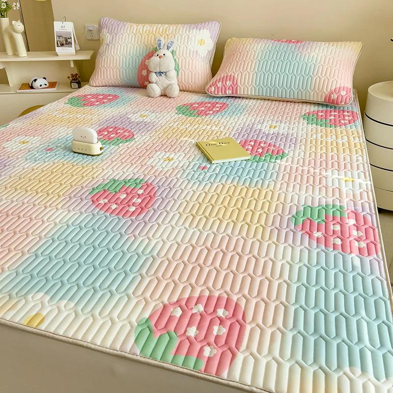 Summer Thailand Thickened Latex Cool Mat Three Piece Set, Washable, Fresh Ice Silk Air Conditioning Soft Mat Gift Wholesale
