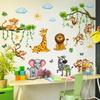 Cartoon Forest Animal Gathering Wall Stickers Kids Room Background Decor Mural Baby Bedroom Home Decoration Self-Adhesive Decals