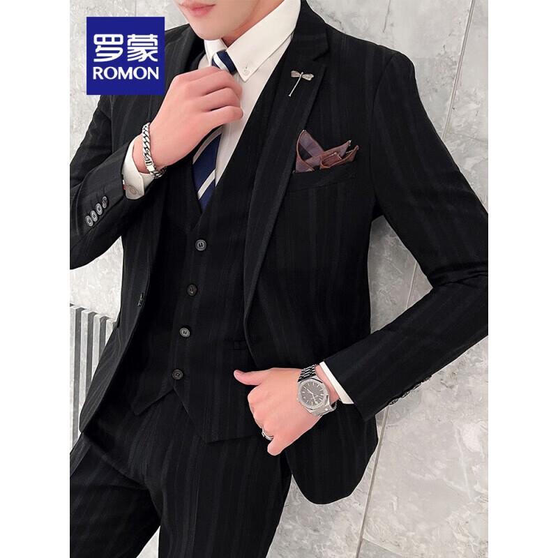 ROMON Men's Business Suit Three-Piece Set