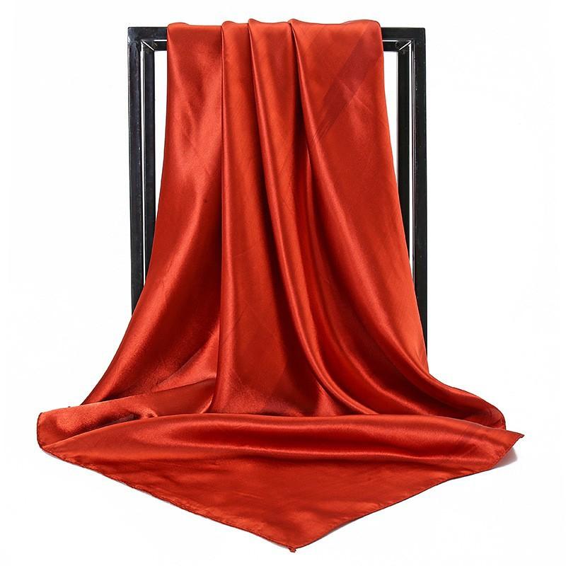 Spring/Summer Pure Colour Imitation Silk Hijab Outdoor Occupational Stewardess Neckerchief Women’s Strip Plain Print Scarf