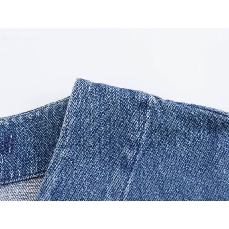 2026 Women's Street Fashion: V-Neck Drop Shoulder Denim Jacket
