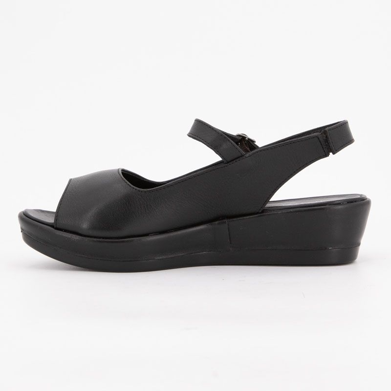 Sandales compensées cuir lisse noir Femme XAVIER DANAUD