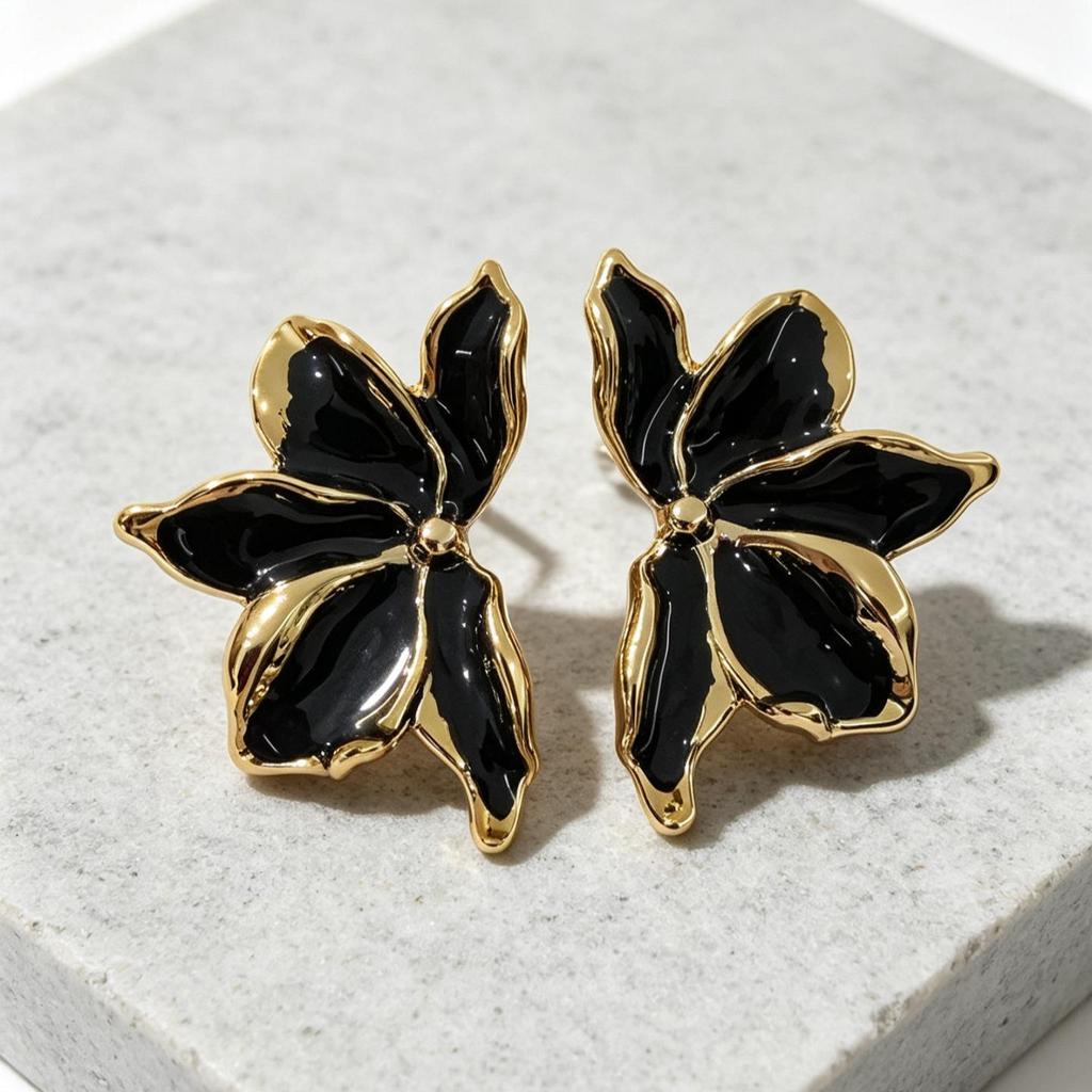 Vintage Black Series Stud Earrings 925 Silver Needle Minimalist High-End Personality Accessories for Women