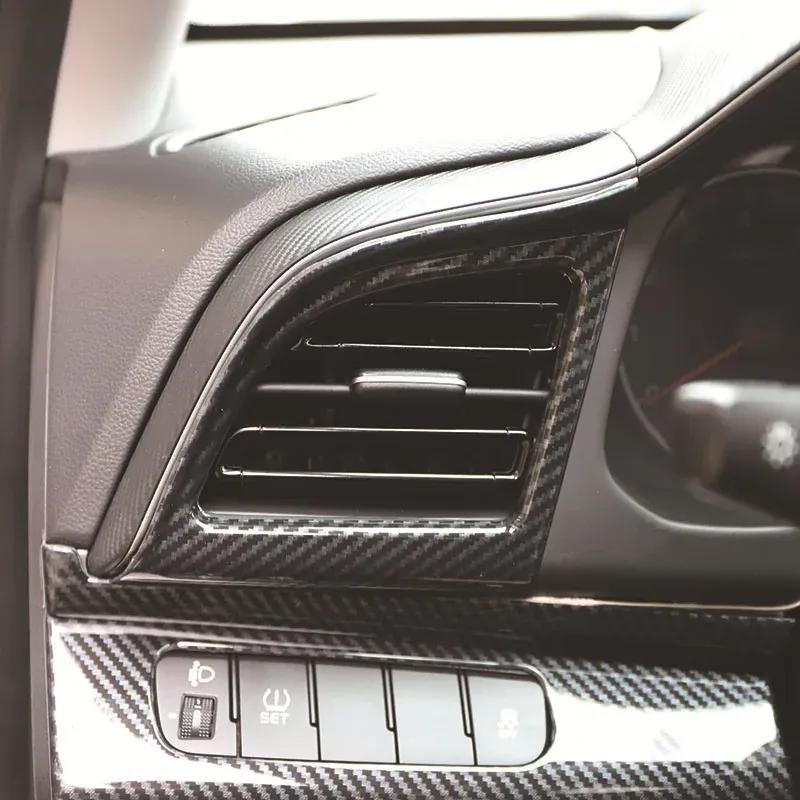 For Hyundai Elantra 2016- Accessories Carbon Fiber Style Interior Steering Wheel Panel Back Air Vent Gear Panel Sticker ABS