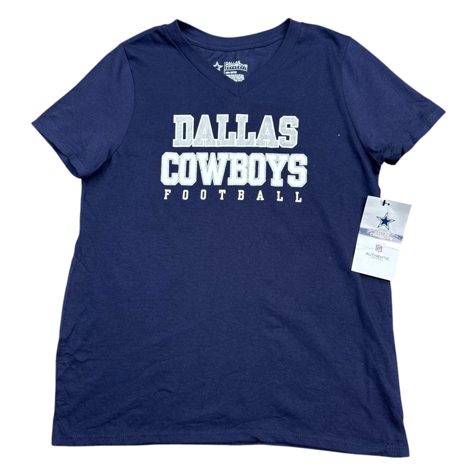 

NWT Dallas Cowboys Tee Shirt Girls Youth Size Large Blue NFL Big Logo Authentic M