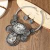 New Design Trendy Crystal Gem Aluminum Wire Handmade Woven Statement Necklace And Earring Set For Women's Banquet Accessories
