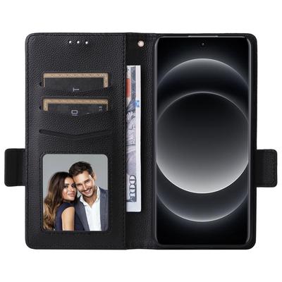 Funda para Xiaomi 14 Ultra con Correa de Muñeca Cartera de Cuero PU Textura Lichi Funda para Teléfono
