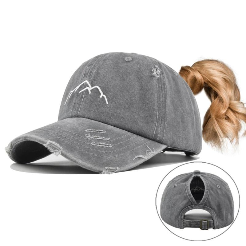 Women Washed Cotton Cap Mountain Embroidery Vintage Baseball Cap For Men And Women Adjustable Casual Outdoor Use Street Style Wear Sportss Hat For