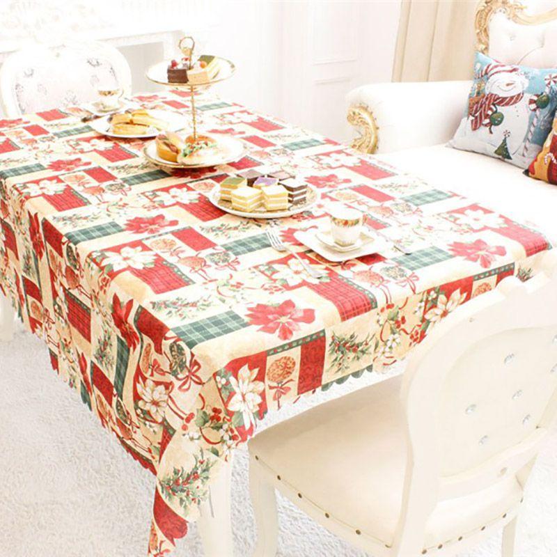 Premium Santa Christmas Red Tablecloth Crafted From High-quality Polyester Fabric For Festive Dining