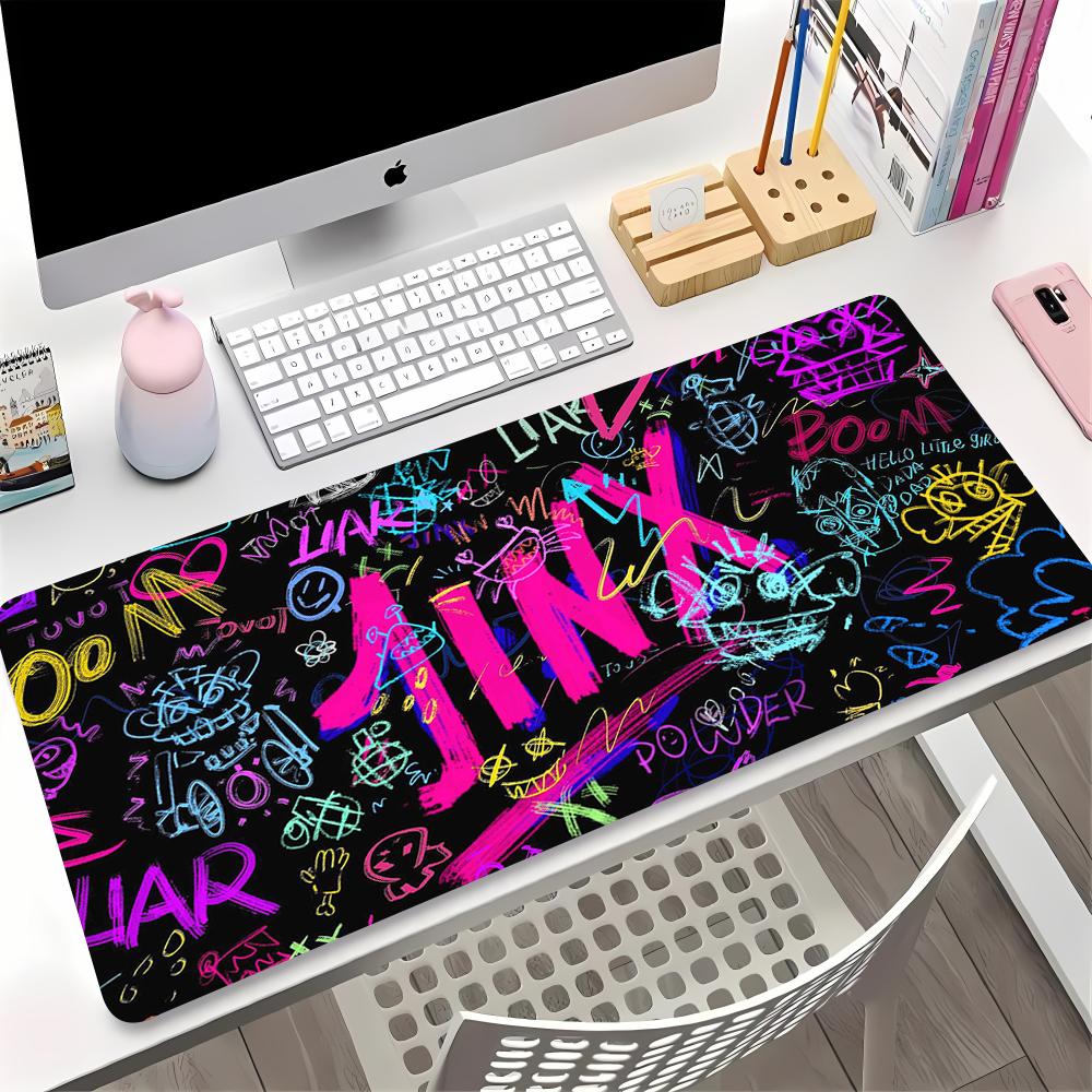 Jinx E-Sports Mouse Pad Laptop Keyboard Pad Computer JINX VI Legends Arcane Desk Mat PC Anime Girl Rubber Anti slip Mousepad 300x600x2mm