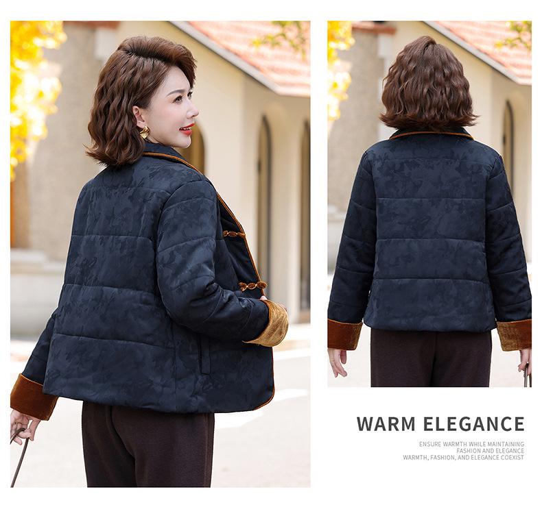 New Chinese Style Winter Down Cotton Jacket for Middle-Aged & Elderly Women - Short, Warm Grandma Outerwear