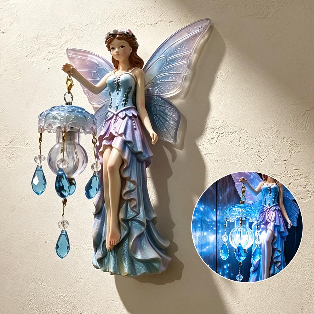 Creative Wall Storage for Bedroom Fairy Lamp, Resin Sconce with Warm LED Glow Energy Saving Light Lamps Living Room, Vintage Rustic Elf Decoration