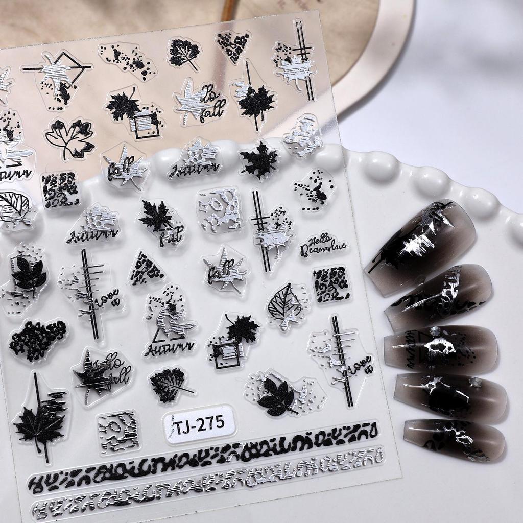 Gold & Silver Maple Leaf Nail Stickers - Adhesive, Versatile, Gilded DIY Art Ornaments