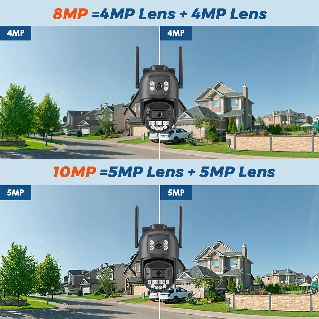 LS VISION Κάμερα 10MP PTZ IP 8MP 4K εξωτερικού χώρου με διπλό φακό με διπλή οθόνη 5G Κάμερα WIFI AI Παρακολούθηση Προστασίας ασφαλείας Κάμερα παρακολούθησης CCTV