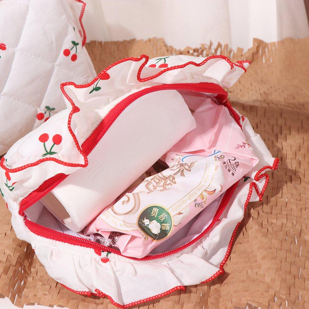 Large Capacity Cherry Cosmetic Bag with Zipper Toiletry Organizer Creative Wash Storage Bag  Travel