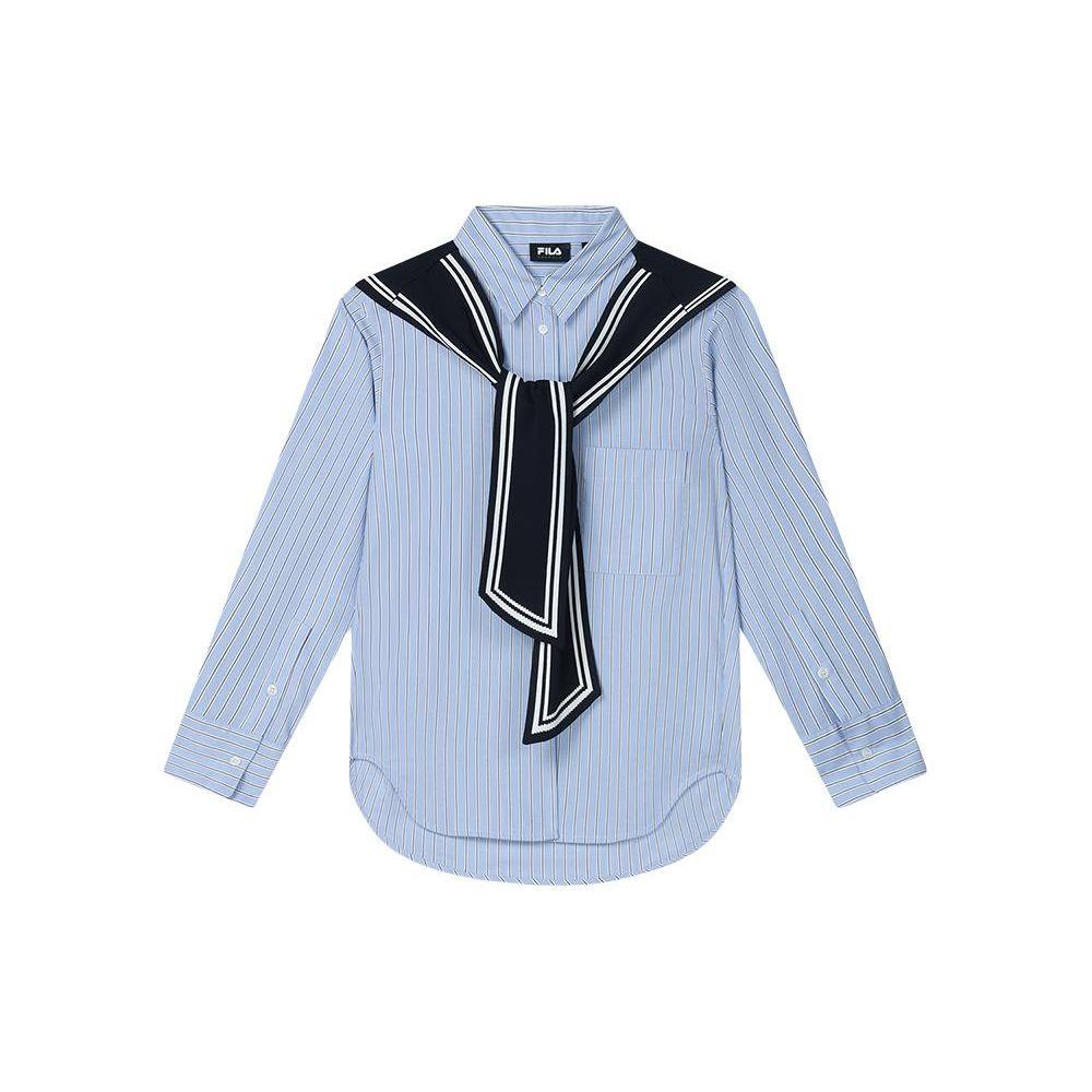

Fila Logo Printed Vertical Striped Casual Comfortable Durable Single-Breasted Collar Long Sleeve Shirt Women shirts F11W424402FLB XS