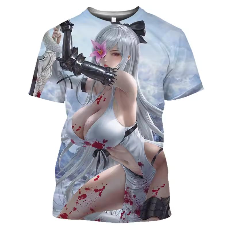 Men's Summer Fashion Casual Loose Plus Size Pattern Printed Sports O Neck Short Sleeved 3D T-shirt Top