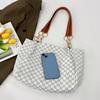 Women's Vintage M Logo Tote Bag Glossy Finish Large Capacity Zipper PU Detachable Pouch Easy Organize for Daily Commute Shopping