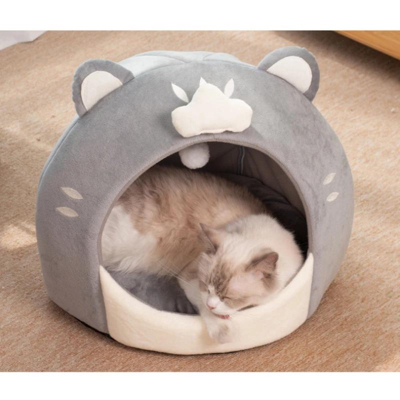 40x40cm Celoroční Univerzální Polouzavřená Vnitřní Roztomilá Kočičí Bouda Jeskyně Malý Psí a Kočičí Domeček Kočičí Postel Pet Příslušenství Kočky Domov