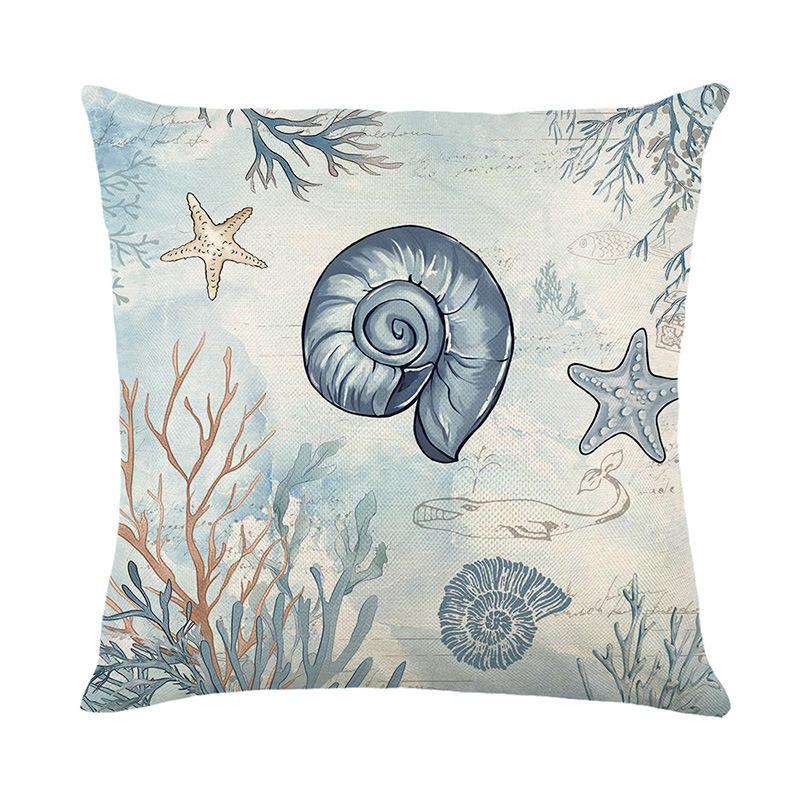 45X45 Ocean Print Pillowcase Mediterranean Style Pillow Cover Cushion Covers Home Living Room Sofa Couch Seat Decor 1Pc/4Pcs