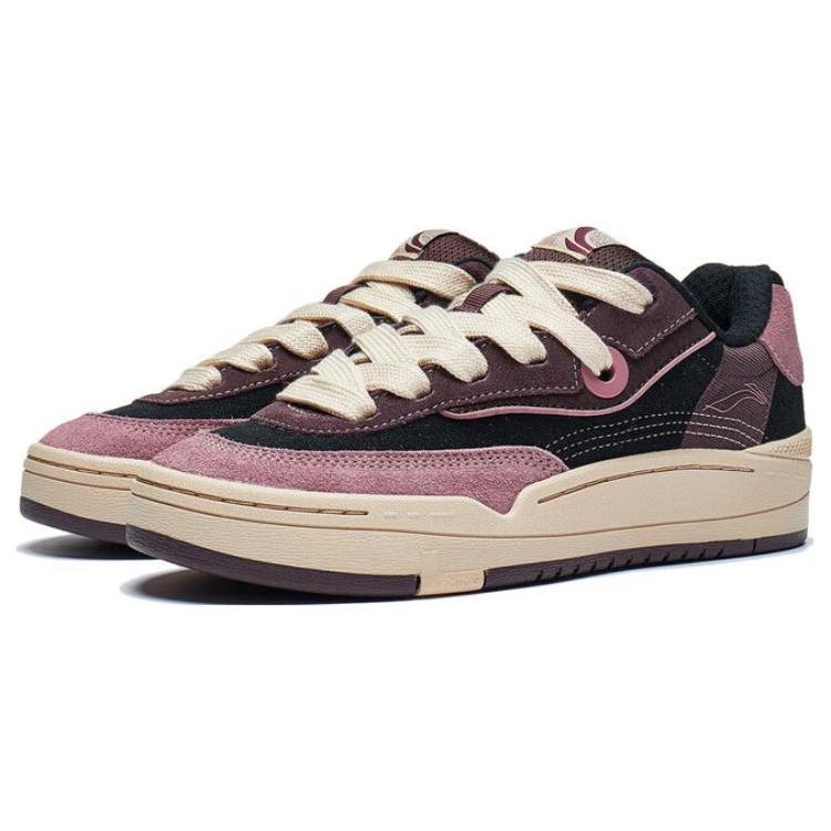 Li Ning GOS 2000 Cushioning, Wear Resistant Low Top Skateboard Shoes Women's Black Purple AEPT002-2