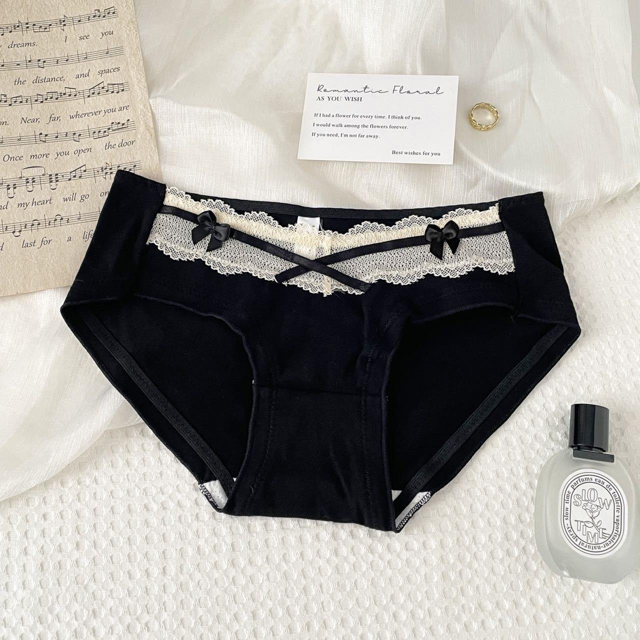 

«Женское нижнее белье из чистого хлопка с антибактериальным эффектом и средней посадкой, кружевное — дышащее, большие размеры, стиль Pure Desire» XL (120-140 pounds) чёрный