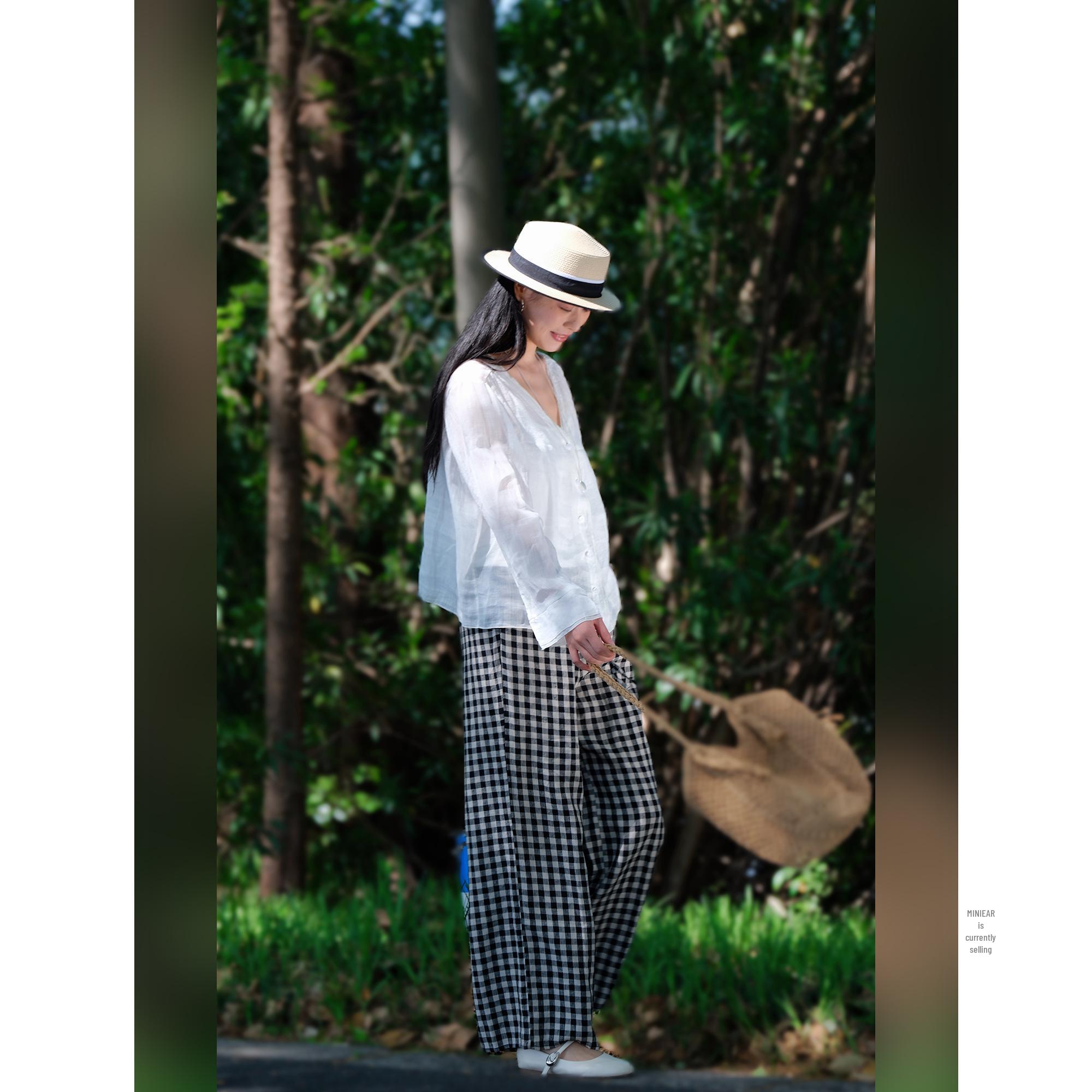 

No Linen, No Summer: Women s 100% Linen Wide-Leg Pants with Elastic Waistband & Drawstring Small