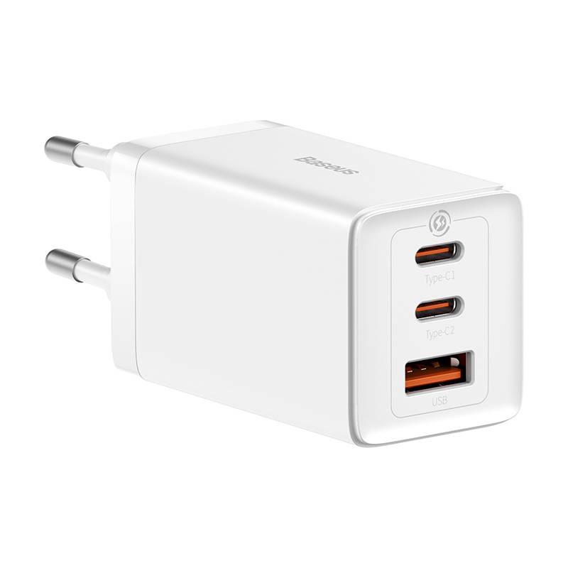Network Charger Baseus Gan5 Pro 2Xusb-C + Usb, 65W (White)