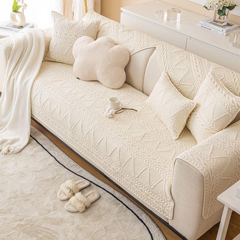 

2025 New Arrival Cotton Sofa Cushion All Year Round General Fabrics Non-Slip Pure Cotton Summer Cream Wind Cover Cloth Slipcover Cover Leisurely rice White 45*45cm pillow case