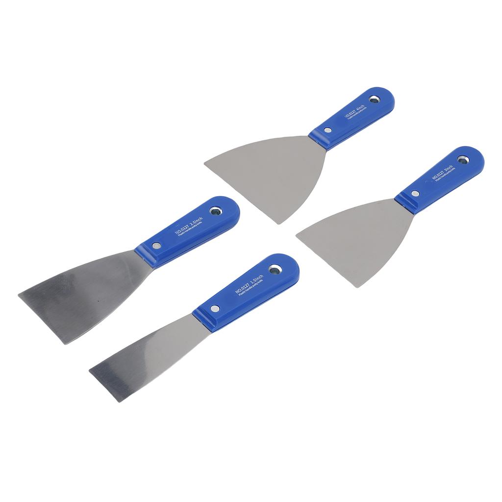 4Pcs Putty Scraper Set with Storage Bag Metal Carbon Steel Plastic Handle Drywall Repair Spreading Painters Tool