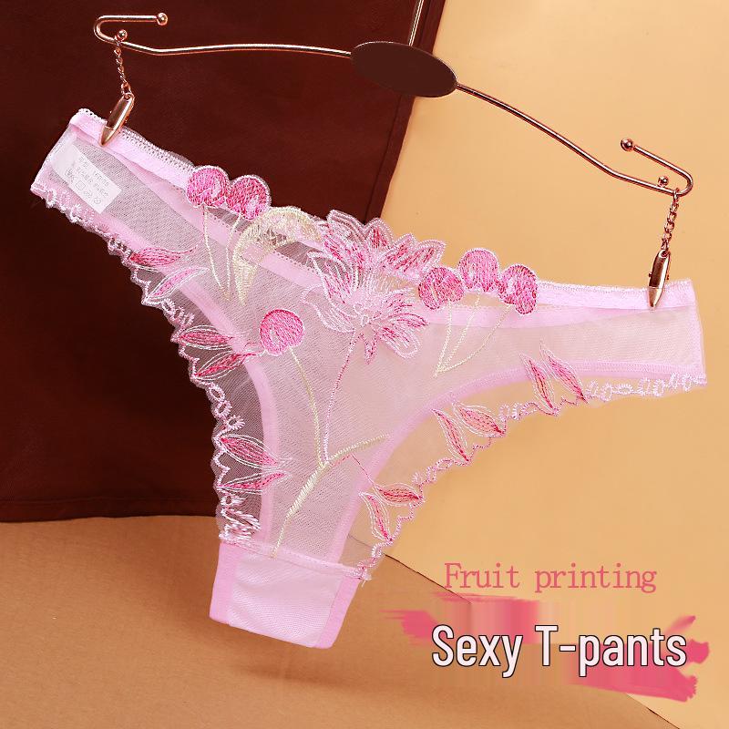 Tanga Femei Fără Cusături cu Dantelă Brodată Transparentă