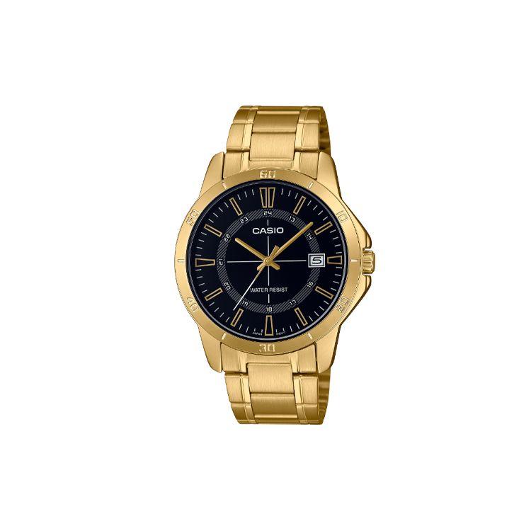 Casio 30M Waterproof Fashion Versatile Quartz Movement Stainless Steel Watch Black Dial Men watches MTP-V004G-1C Black Dial