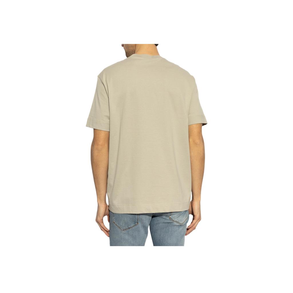 Emporio Armani Round Neck Short Sleeve Logo T-Shirt Men Tops Beige EM000827-AF12926-U8033