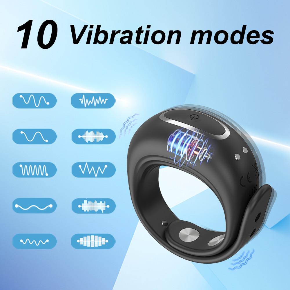 Adjustable Vibrator Cock Ring Men Penis Ring 10 Vibration Ejaculation Delay Erection Testis Cockring Adult Sex Toys for Couples