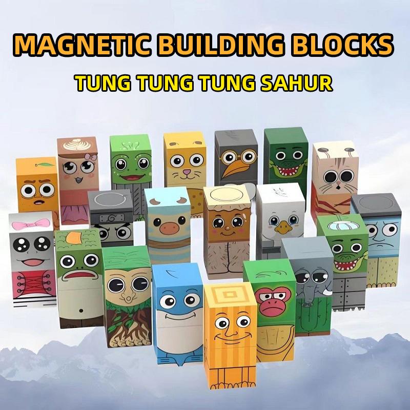 AI Character Magnetic Building Blocks Tung Tung Tung Sahur Assembly Building Blocks Character Building Blocks Tabletop Game