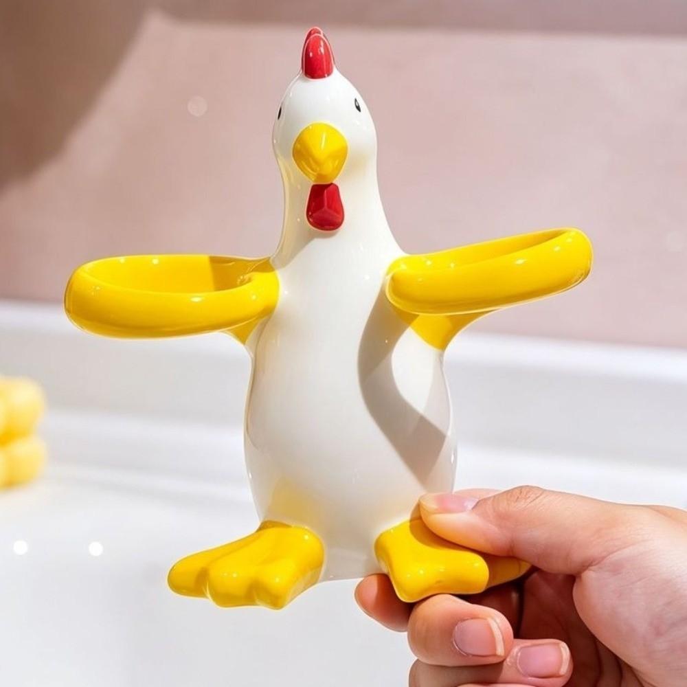 2 Slot Toothpaste Toothbrush Rack Chicken Shaped Toothbrush Storage Stand Home Bathroom Decor
