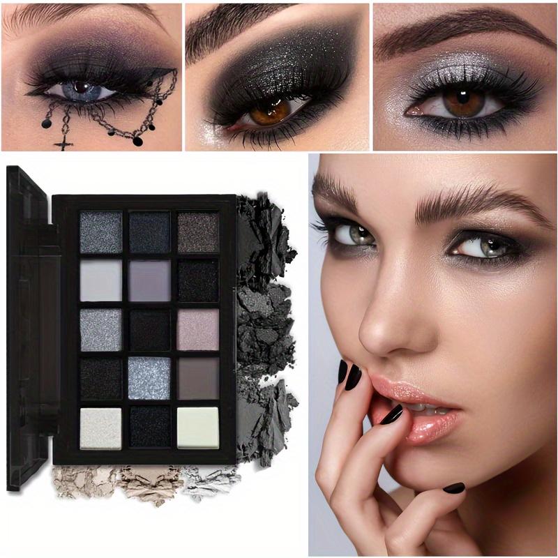 Палитра теней для век Smoky Eyeshadow Palette 9 цветов Темно-серая палитра для макияжа Smokey Makeup Matte Shimmer Glitter High Pigmented Eye Shadow для музыкального фестиваля на Хэллоуин
