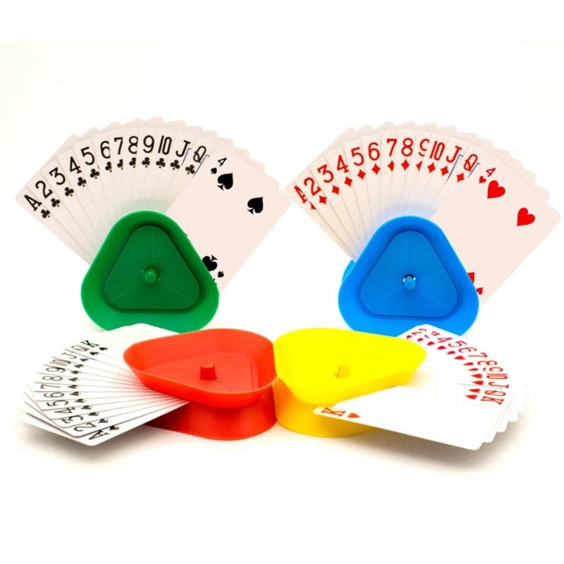 6Pcs Plastic Playing Card Holders Game Card Organizers Holder Triangular Shape Poker Rack for Kids Adults & Seniors