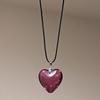 Y2K Purple Heart Crystal Necklace Pendant
