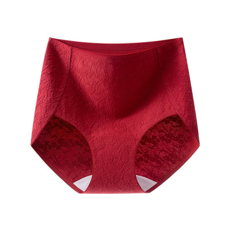 Женские Весенние и Осенние Новогодние Свадебные Красные Чистый Хлопок 10A Антибактериальная Ластовица Без Швов Высокая Талия Треугольные Трусы M красный
