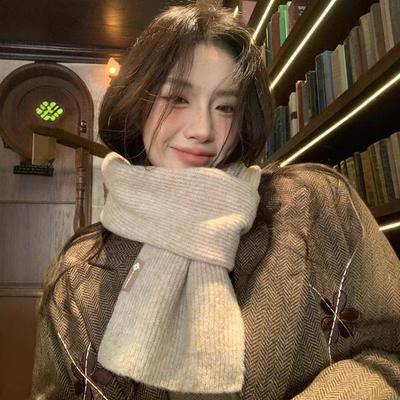 Knitted Scarf Student Scarf Ins Wind Versatile Solid Color Couple Korean Atmosphere Warm Neck Protection Scarf