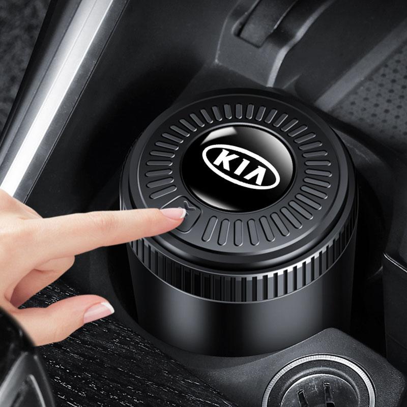 JUNT9 Portable Luminous Car Ashtray Cigarette Ash Holder Auto Interior For KIA K5 RIO EV6 Sorento Ceed Stinger Forte Niro Soul Cerato