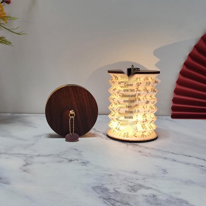 LED Handheld Folding Lantern Desk Lamp - Creative Paper Cutting Gift for Spring and Lantern Festivals