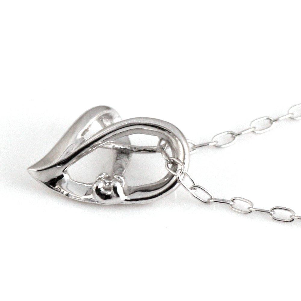 SUEHIRO Diamond White Gold Open Heart Necklace Women's