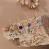 Fashion Luxury Tassel Natural Garnet Topaz Amethyst Citrine Color Treasure Ear Hook Earrings Women