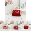 Fun Red Velvet Gatherings Handbag For Girls Featuring Cartoon Patterns And Stylish Beads