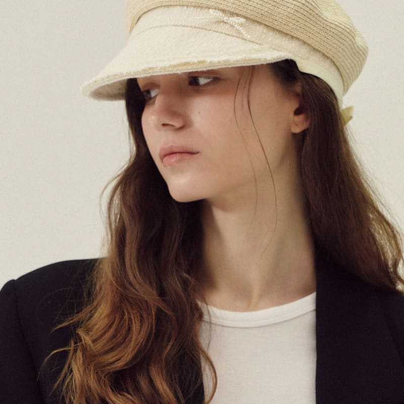 Marchen Pearl ribbon sailor cap_2color