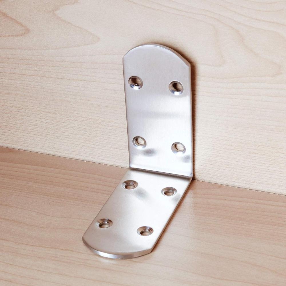 6Pcs Heavy Duty Stainless Steel L Bracket 90 Degree Angle Corner Support Bracket For Furniture Cabinet Shelf Wood Chair